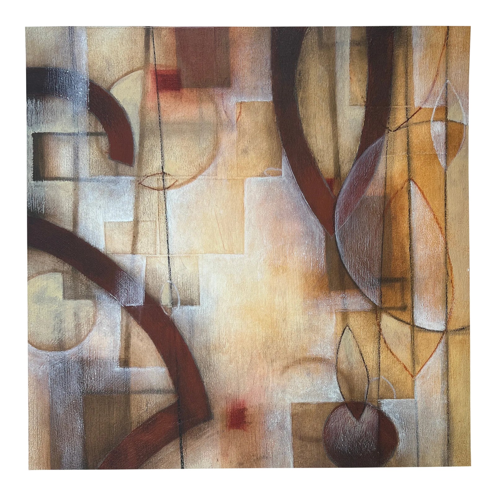 Mid Century Tonal Abstract Lithograph | Chairish