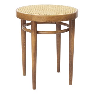 Mid-Century Modern Beech Bentwood Stool with Vienna Cane Seat, 1950s For Sale