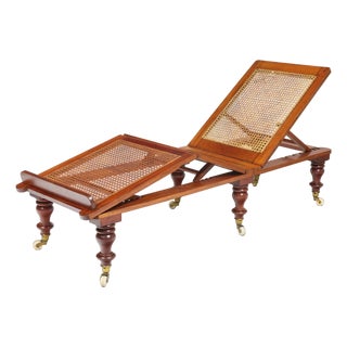 19th Century Campaign Portable Folding and Adjustable Caned Daybed For Sale