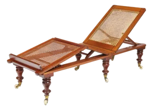19th Century Campaign Portable Folding and Adjustable Caned Daybed