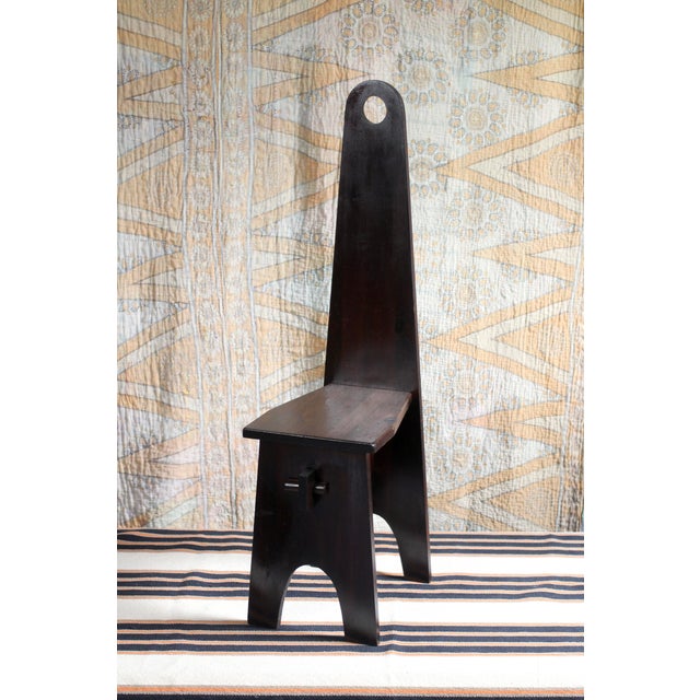 1970s Handmade Wooden "Keyhole Chair" For Sale - Image 6 of 13