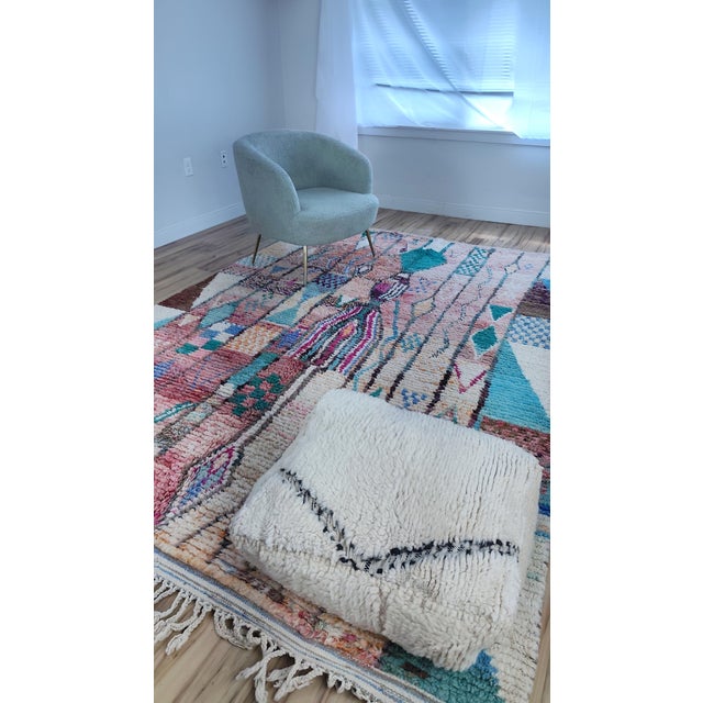 Contemporary Rose Clay Patchwork Wool Moroccan Rug For Sale - Image 17 of 18