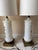 Mid 20th Century Hollywood Regency Midcentury Gold and White Hand Painted Opaline Palm Tree Table Lamps - a Pair For Sale - Image 4 of 11