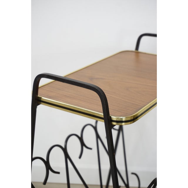 1950s Wrought Iron and Wood Side End Table, 1950s For Sale - Image 5 of 10