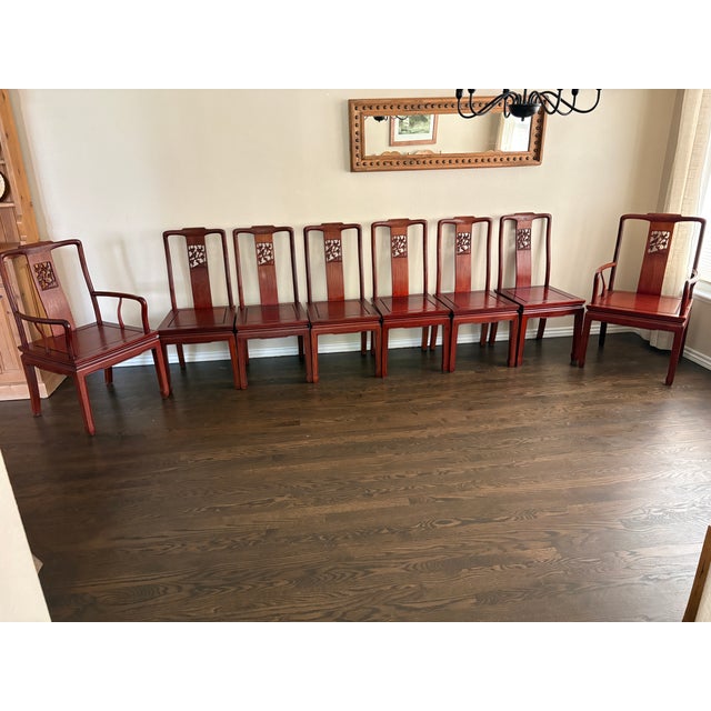 2000 - 2009 Set of 8 Mid 20th Century Chinese Ming Rosewood Dining Chairs For Sale - Image 5 of 9