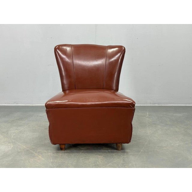Mid-Century Italian Leatherette Lounge Chair, 1950s For Sale - Image 3 of 15