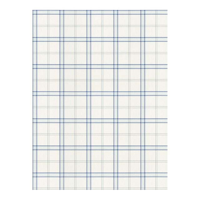 The House of Scalamandré Ezra Plaid Wallpaper, Blue Jay For Sale