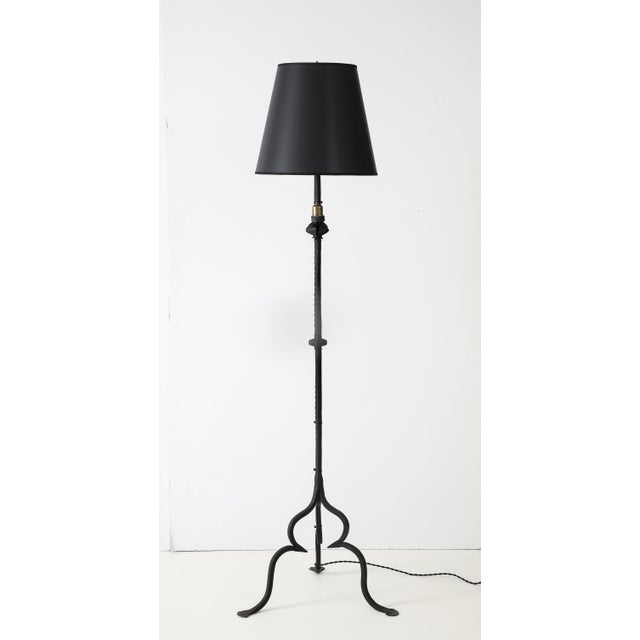 Metal 1930's Forge Iron Tripod Italian Floor Lamps - A Pair For Sale - Image 7 of 12