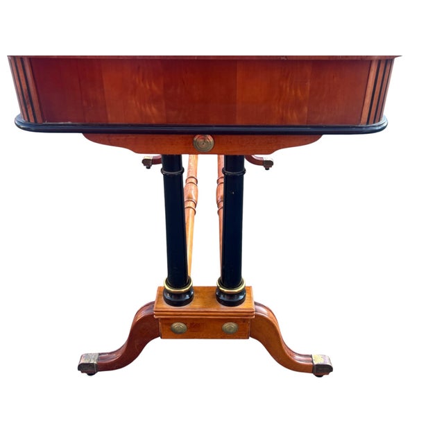 Wood Late 20th Century Regency Style Inlaid Writing Desk For Sale - Image 7 of 17
