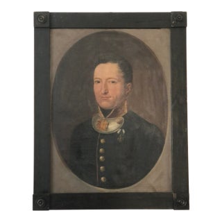 Antique Original Military Oil Painting: Large 19th Century Gentleman Portrait For Sale