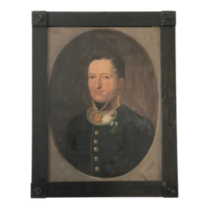 Antique Original Military Oil Painting: Large 19th Century Gentleman Portrait