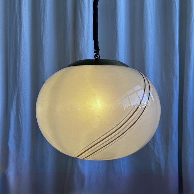 Mid-Century Ellipsoid Murano Glass Swirl Pendant, 1970s For Sale - Image 4 of 17