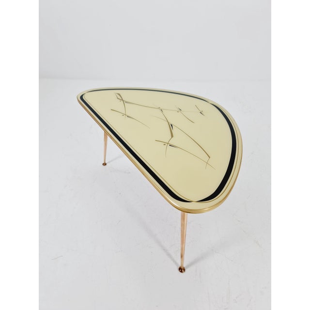Mid-Century German Tripod Glass & Brass Coffee Table ffrom Ilse Möbel, 1950s For Sale - Image 9 of 11