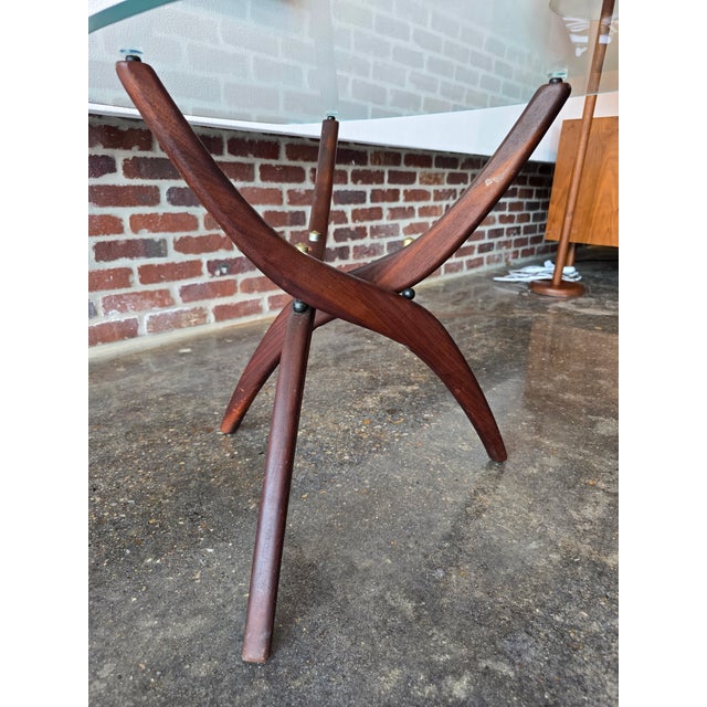 Wood Pair Forest Wilson Walnut & Glass End Side Tables MCM Vintage For Sale - Image 7 of 10