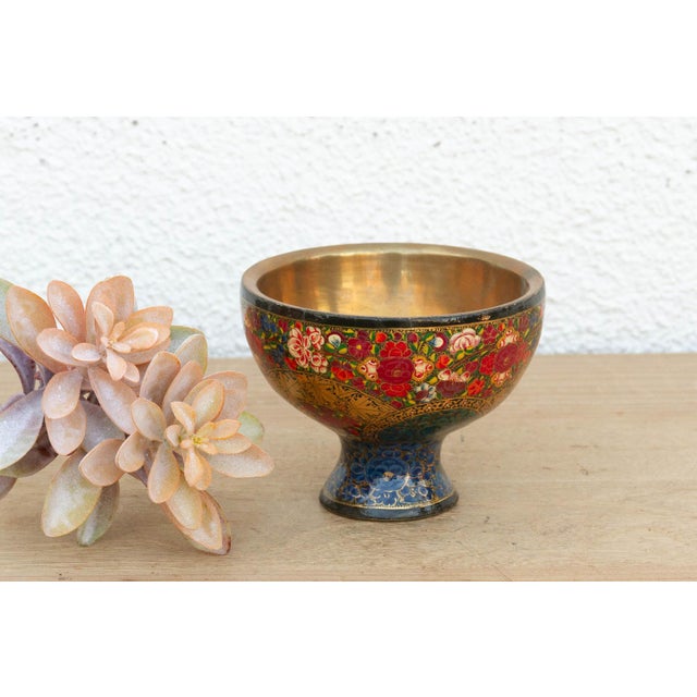 Vintage Kashmiri Floral Painted Bowl For Sale In Los Angeles - Image 6 of 7