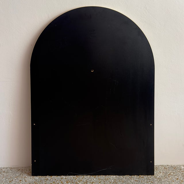 Art Deco Revival Large Arched Black & Gold Framed Wall Mirror Circa 1980s For Sale - Image 9 of 10
