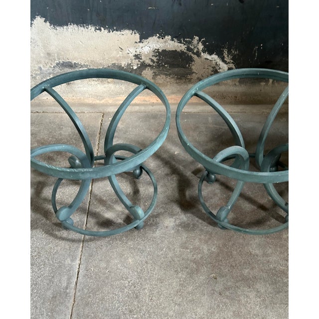 Hollywood Regency Vintage Cast Aluminium Patio Side Tables, A Pair For Sale - Image 3 of 6