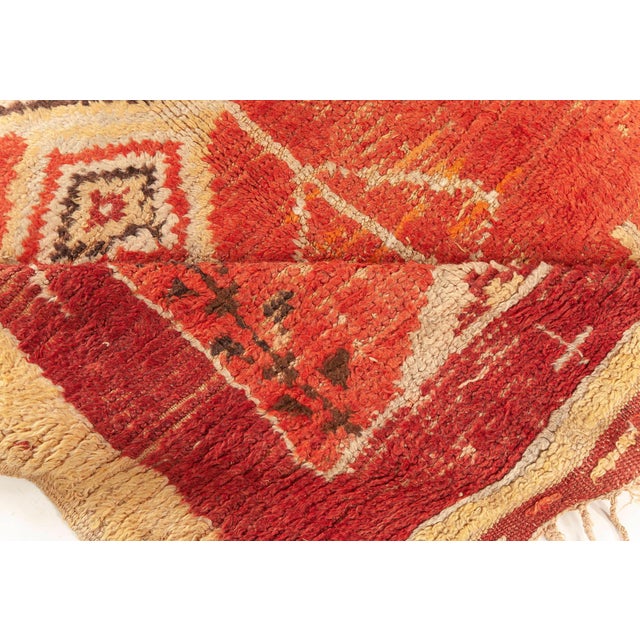 Doris Leslie Blau Moroccan Vintage Tribal Warm Tan Hand-Knotted Wool Rug For Sale - Image 4 of 7