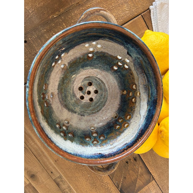 Vintage Handmade Studio Stoneware Colander For Sale - Image 4 of 5