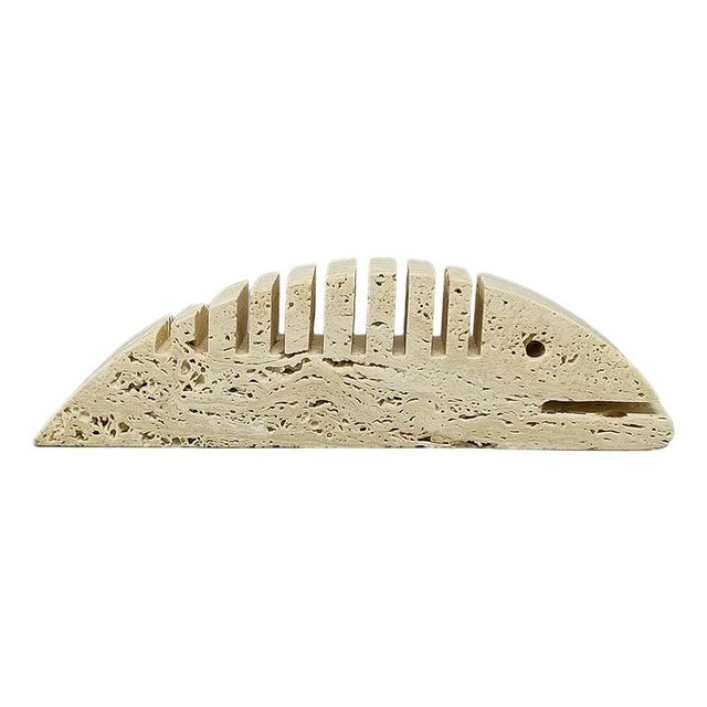 Beige Travertine Fish Sculpture by Mari 1970s For Sale - Image 8 of 8