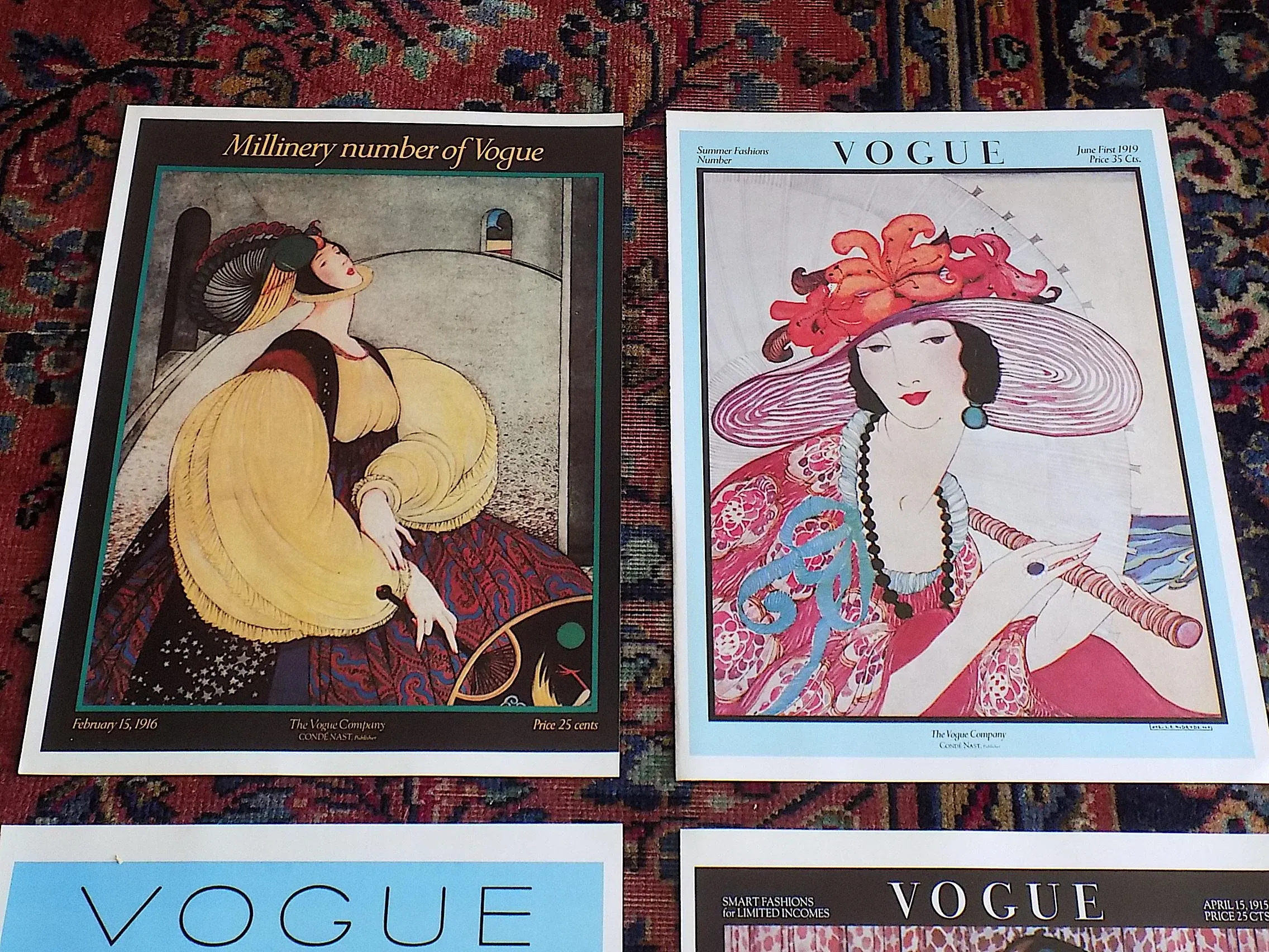 Vintage Folio Size Vogue Poster Lithographs - Set of 4 - 11