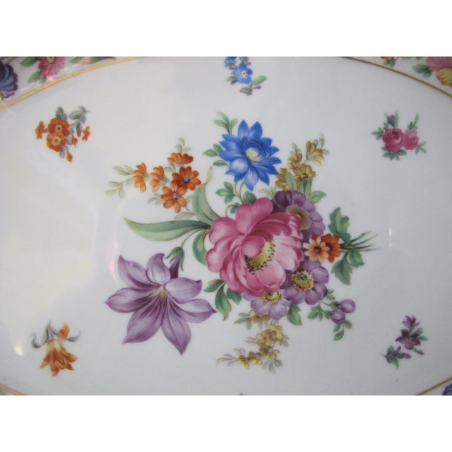 Beautiful Dresden Schumann Bavaria porcelain serving dish in floral Empress pattern. Showcases a colorful floral bouquet...