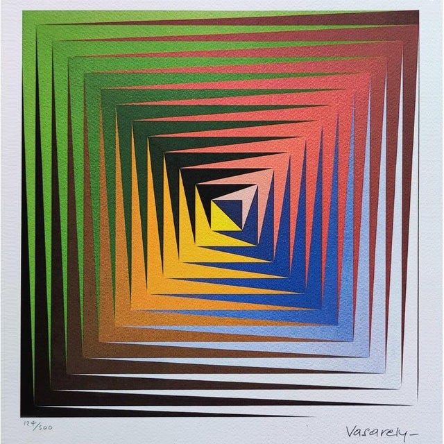 1970s Original rare gorgeous Victor Vasarely "Vonal Prim" Limited Edition Lithograph (1975) Signature printed. Lithograph...