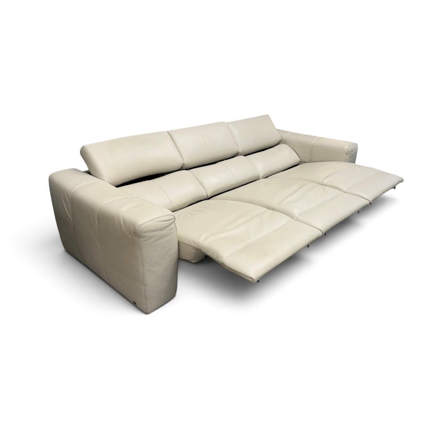 Contemporary Natuzzi Italia Balance 3-Seat Leather Reclining Sofa For Sale - Image 3 of 10