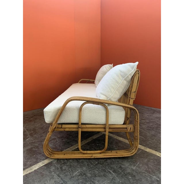 White Mid-Century Italian Rattan and Bamboo Sofa, 1960s For Sale - Image 8 of 14