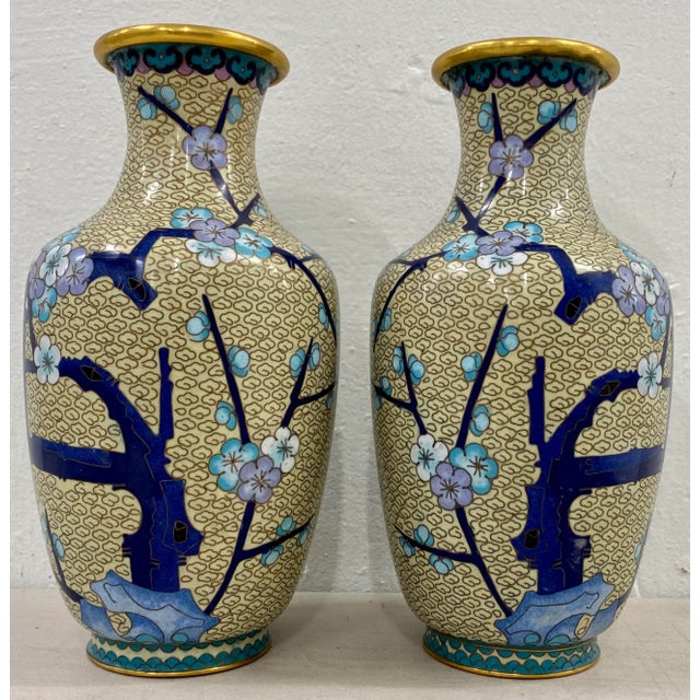 Cloisonne Vases, a Pair - Early to Mid 20th Century For Sale - Image 10 of 10