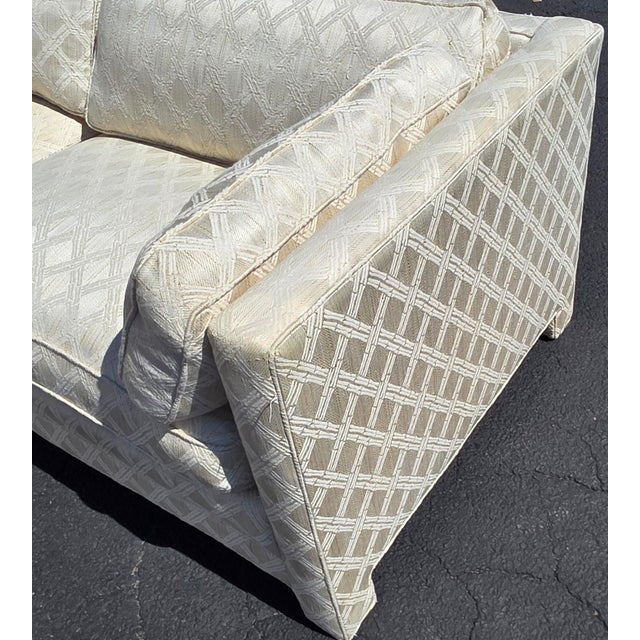 Mid-Century W & J Sloane Tuxedo Sectional Sofa in Custom Geometric Jacquard Upholstery For Sale - Image 13 of 14
