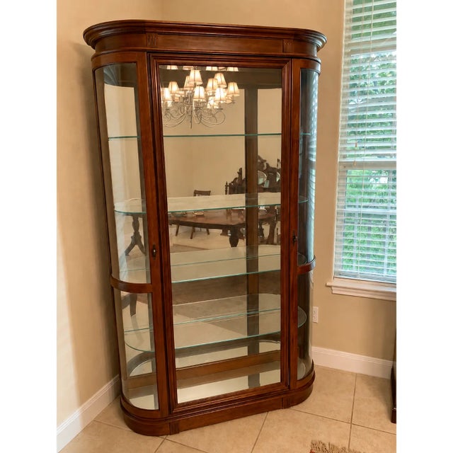 1960s Elegant Pulaski Display Cabinet With Curved Glass For Sale - Image 9 of 13