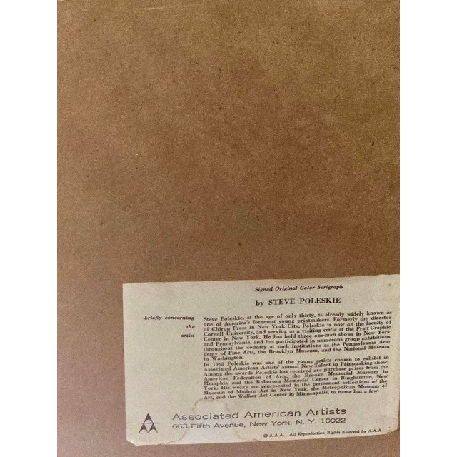 Rare modern abstract Stephen Poleskie color serigraph, SEAWANE (Blue with Gray), circa 1968 screen printed at Chiron...