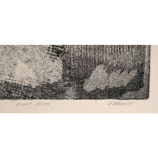 Black "Night Moves" - Abstract Etching in Ink on Paper (Artist's Proof) by Doris Warner For Sale - Image 8 of 9