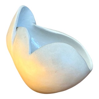 Vintage White Ceramic Sculptural Bowl For Sale