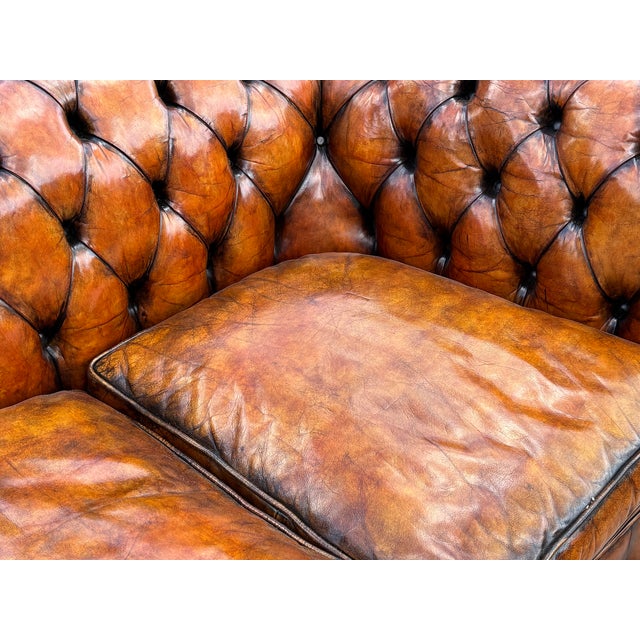 19th Century Victorian Brown Leather 3-Seater Chesterfield Sofa, 1880s For Sale - Image 12 of 13
