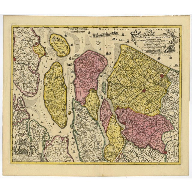 Map of Southern Holland including the Hague, Rotterdam, Delft and Gouda, 1680s For Sale - Image 5 of 5