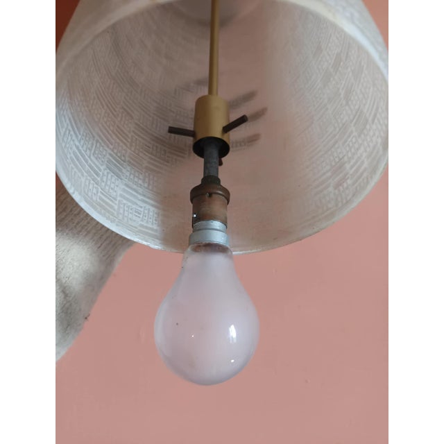 Large Vintage Glass Cylinder Pendant Light, 1950s For Sale - Image 9 of 12