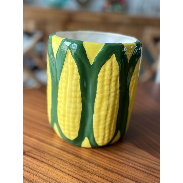 Ceramic 1960s Vintage Americana Textured Corn Cob Planter or Cachepot For Sale - Image 7 of 9