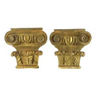 Antique Gilded Capitals in Poplar, 1800, Set of 2 For Sale