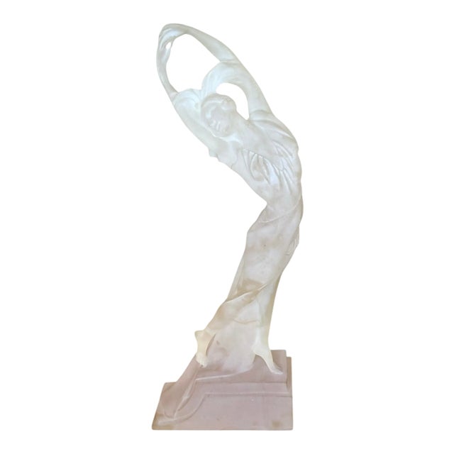 1970s Art Deco Frosted Satin Lucite Dancing Lady Figurine For Sale