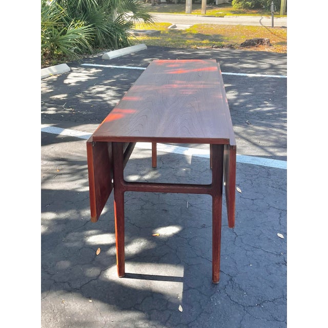 Wood Mid Century Danish Modern Fold-Down Dining Table For Sale - Image 7 of 9