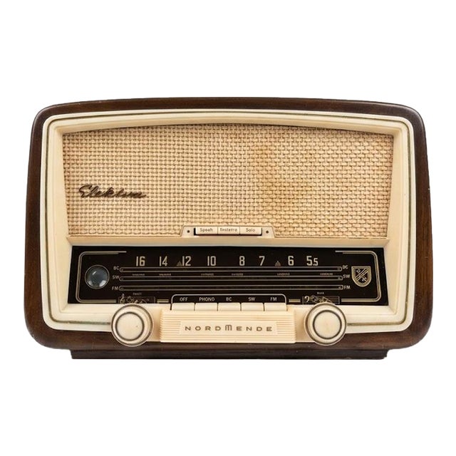 Authentic 1958 German Mid-Century Modern Nordmende Elektra 58 Tube Radio, Usa Export Model For Sale