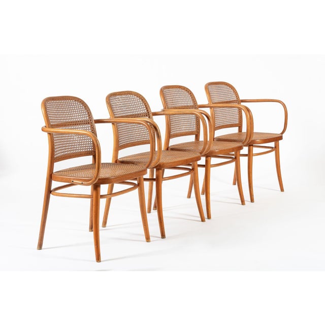 Vintage Bent Wood & Wicker Cafe Dining Chairs by Josef Hoffman for Ligna For Sale - Image 12 of 17