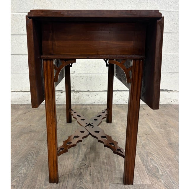 Antique George III Chippendale Style Mahogany Drop Leaf Table For Sale - Image 10 of 12
