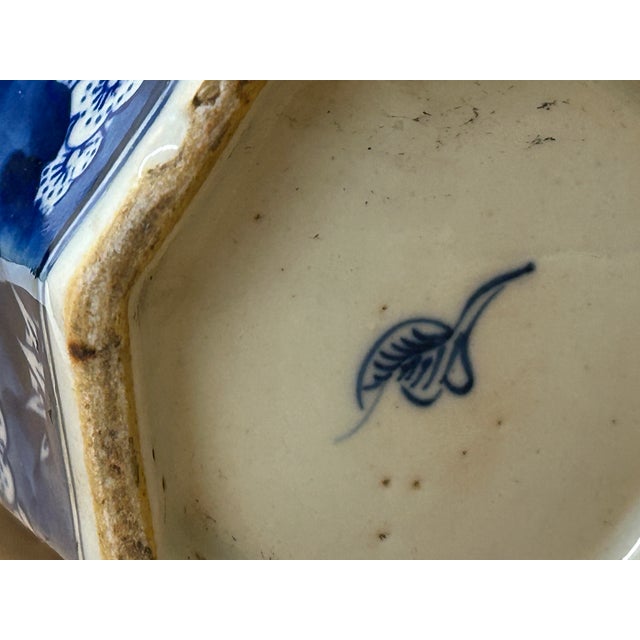 4" Small Octagonal Blue White Flower Vases Graphic Porcelain Art Vase For Sale - Image 11 of 11