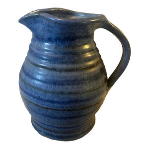 Large Late 20th Century Ceramic Pitcher by E. Wang