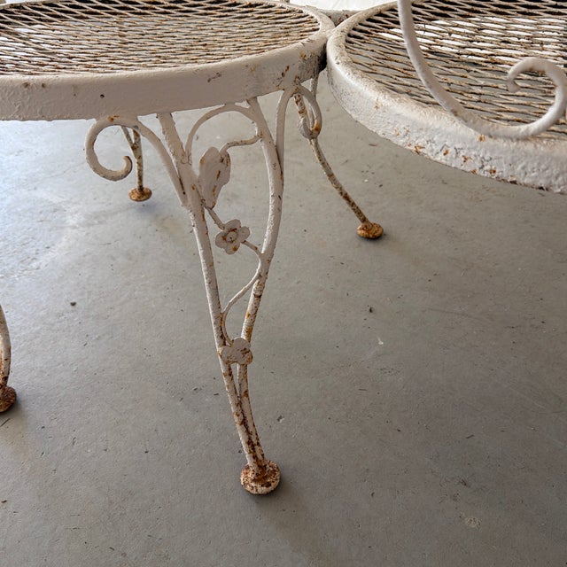 Ornate Garden Bench Shabby Chic With Room for Table or Plant Vintage Painted White For Sale - Image 9 of 11