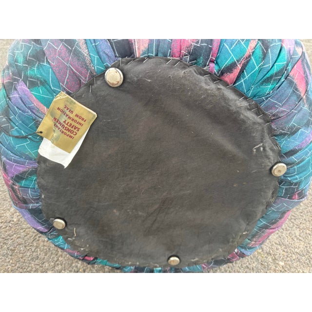 Weiman Preview Furniture 80s Post Modern Graffiti Style Ottoman Poofs by Wieman - A Pair For Sale - Image 4 of 6