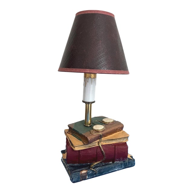 1970s Trompe l'Oeil Books Lamp For Sale